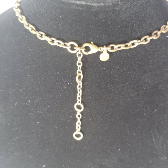 J. Crew Statement Gold Tone Gemstone Floral Design Chain Necklace - Picture 4 of 5